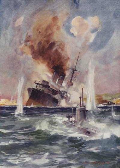 Il tenente Holbrook porta il sottomarino B11 sotto le mine nei Dardanelli e affonda una nave da guerra turca da English School