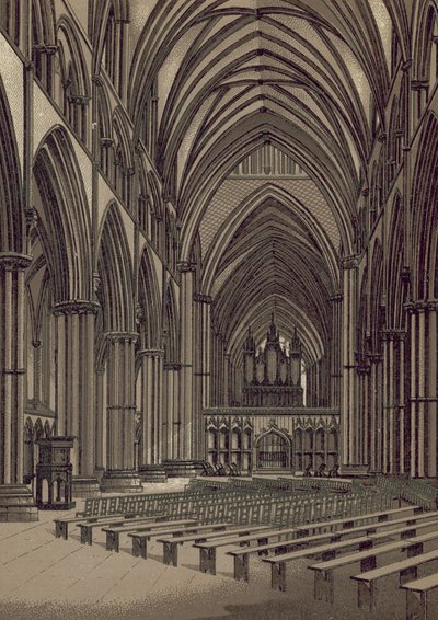 Cattedrale di Lincoln, navata, vista verso est da English School
