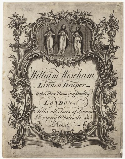 Venditore di lino, William Wiseham, biglietto da visita da English School