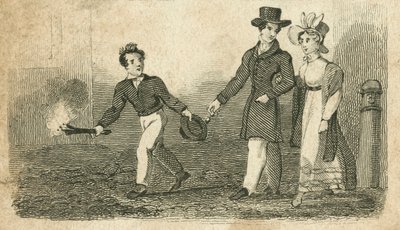Ragazzo con la torcia, Londra (incisione) da English School