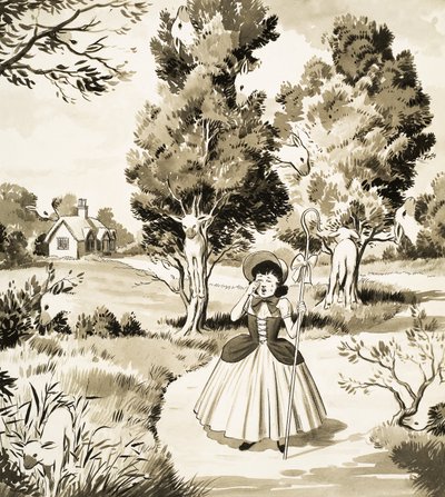 Pagina del puzzle di Little Bo Peep da English School