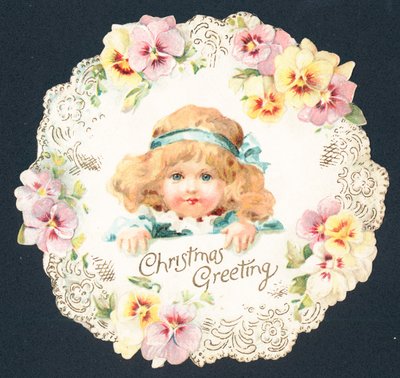 Bambina e viole del pensiero, Cartolina di Natale da English School