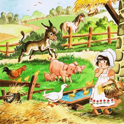 Bambina alla fattoria da English School