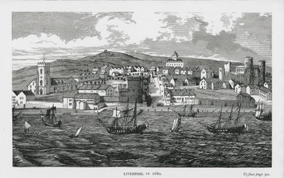 Liverpool nel 1680 (incisione) da English School