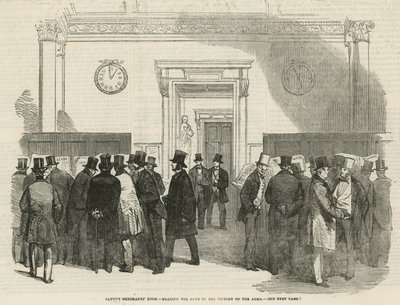 Sala dei mercanti di Lloyds - lettura delle notizie della vittoria sull