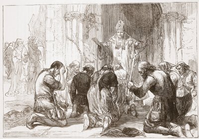 Lollardi che abiurano la loro fede, illustrazione da La storia del protestantesimo di James Aitken Wylie (1808-1890), pub. 1878 da English School