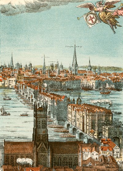 Ponte di Londra (incisione a colori) da English School