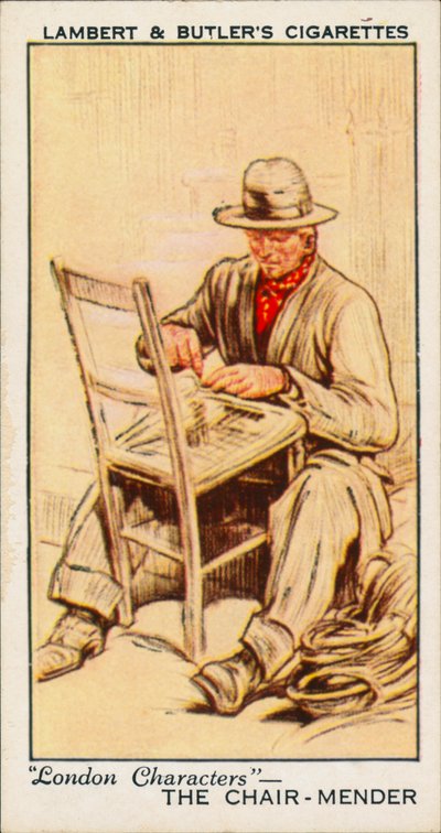 Personaggi di Londra: Il riparatore di sedie (litografia a colori) da English School