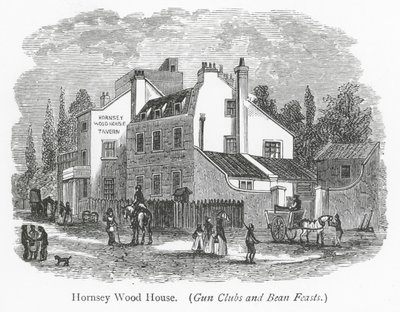 Club di Londra: Hornsey Wood House (incisione) da English School