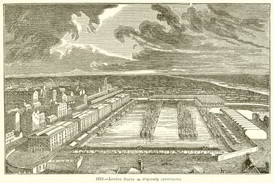 Docks di Londra come originariamente costruiti da English School