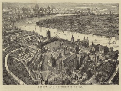 Londra e Westminster nel 1584 da English School
