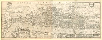 Londra durante il regno della Regina Elisabetta I, un facsimile (ridotto) della mappa di Aggas 1560 da English School