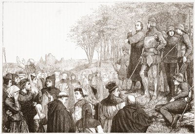 Lord Cobham a una predica lollarda, illustrazione da La storia del protestantesimo di James Aitken Wylie (1808-1890), pub. 1878 da English School