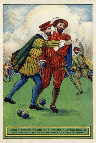Lord Howard, Drake e altri giocano a bocce poco prima che l