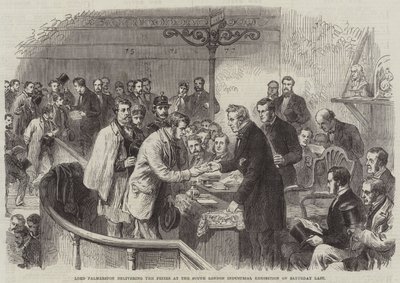 Lord Palmerston che consegna i premi alla South London Industrial Exhibition sabato scorso da English School