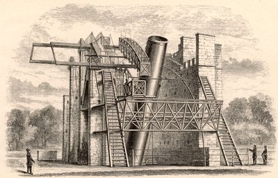 Il grande telescopio riflettente di Lord Rosse, da A Handbook of Descriptive Astronomy di George F. Chambers da English School