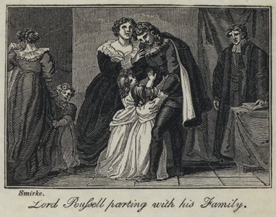 Lord Russell che si separa dalla sua famiglia (incisione) da English School