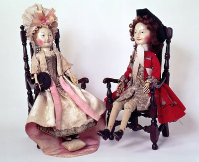 Lord e Lady Clapham, bambole di legno realizzate nel periodo di Guglielmo e Maria, fine XVII secolo, c.1680s da English School