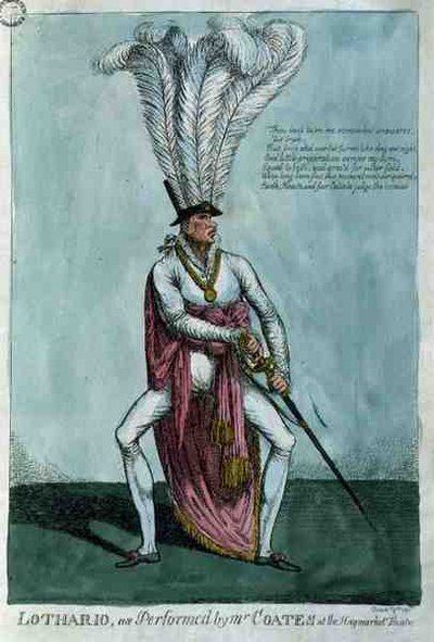 Lothario, interpretato da Mr Coates al Haymarket Theatre, 9 dicembre 1811, pub. by William Holland da English School