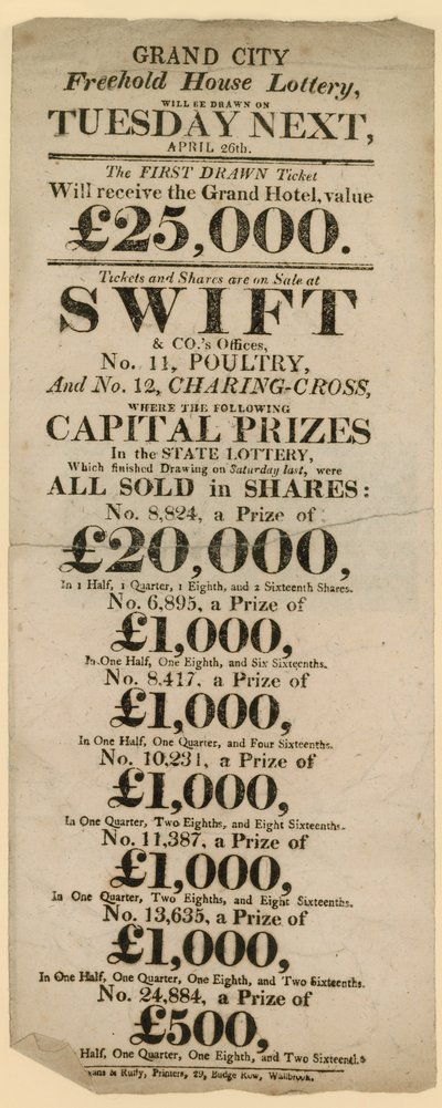 Pubblicità della lotteria da English School
