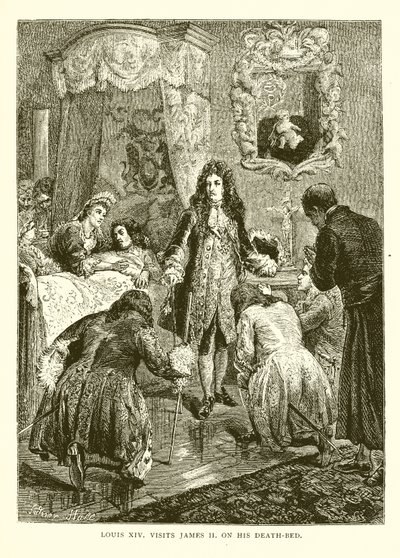 Luigi XIV visita Giacomo II sul letto di morte da English School