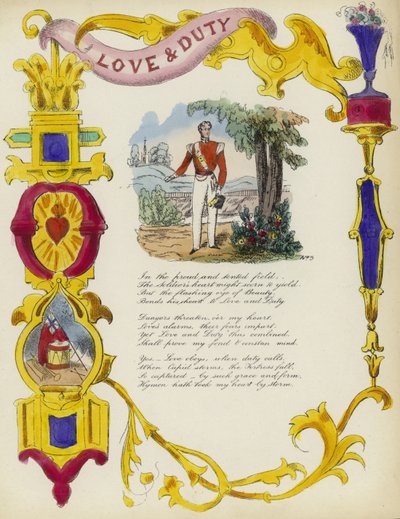 Amore e Dovere, cartolina di San Valentino britannica da English School
