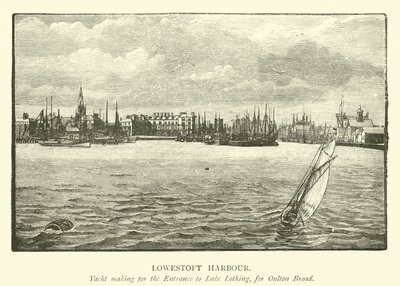 Porto di Lowestoft. Yacht verso l