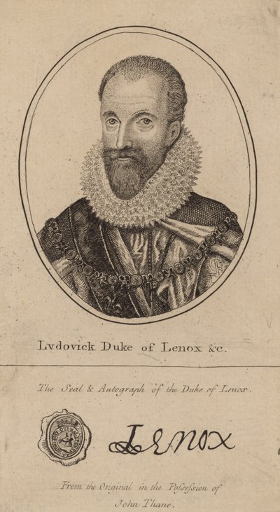 Ludovick Duca di Lenox; ritratto e autografo da English School