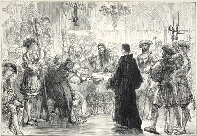 Lutero davanti alla Dieta di Worms, illustrazione da La storia del protestantesimo di James Aitken Wylie (1808-1890), pub. 1878 da English School