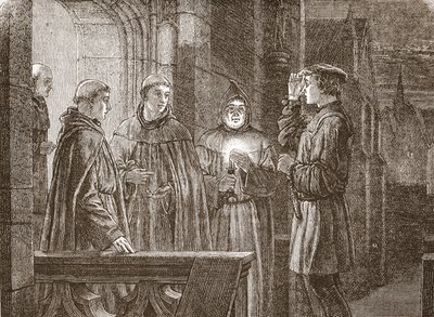Lutero entra nel convento agostiniano, illustrazione da La storia del protestantesimo di James Aitken Wylie (1808-1890), pub. 1878 da English School