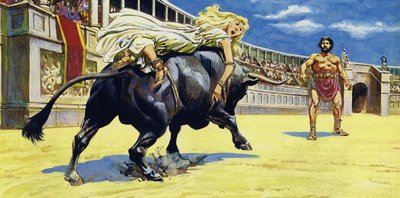 Lygia fu legata alla schiena di un toro nero da English School