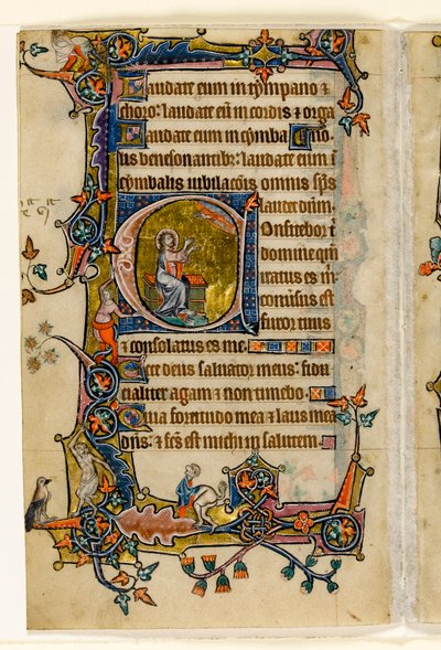 Isaia che prega, iniziale istoriata a dal Macclesfield Psalter, Uso di Sarum, East Anglia, c.1330 da English School