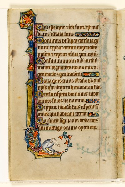MS 1-2005, fol. 47v: Un grottesco, decorazione marginale dal Salterio di Macclesfield, Uso di Sarum, East Anglia, c.1330 da English School