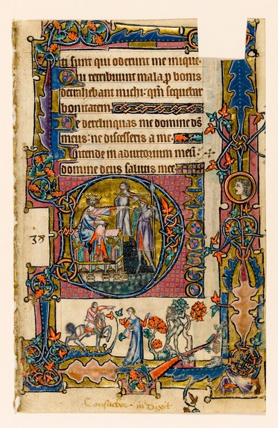 MS 1-2005, fol. 58r: Saul che manda Doeg a uccidere i sacerdoti di Nob, iniziale istoriata dal Salterio di Macclesfield, Uso di Sarum, East Anglia, c.1330 da English School