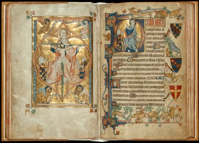 Il Trono della Misericordia con patroni, Cristo benedicente con un patrono, c.1314-30 da English School