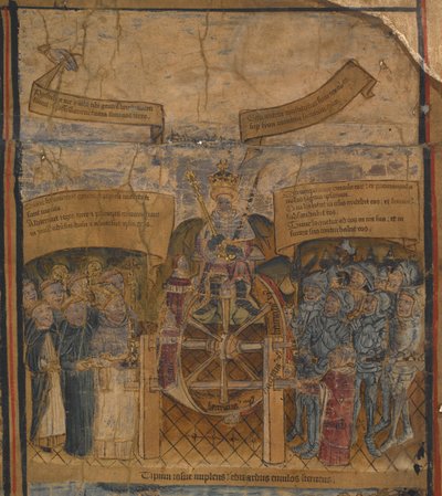 Edoardo IV (1442-83) sulla Ruota della Fortuna, affiancato dai Duchi di Clarence e Gloucester e rappresentanti della Chiesa e dell