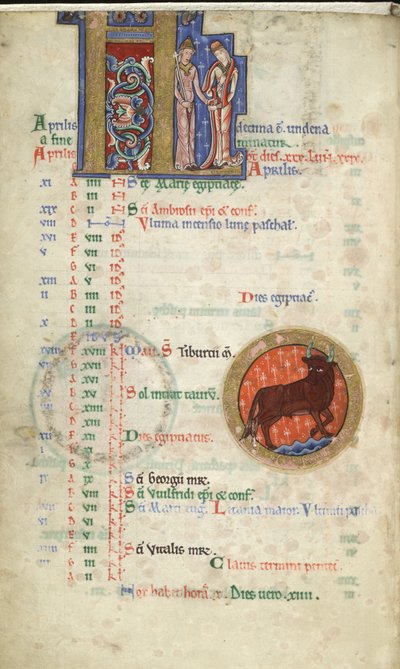 Aprile, dal Salterio di Hunterian, c.1170 da English School