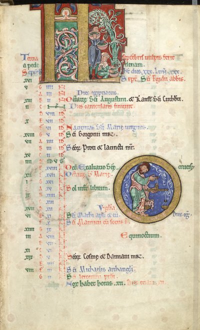 Settembre, dal Salterio di Hunterian, c.1170 da English School