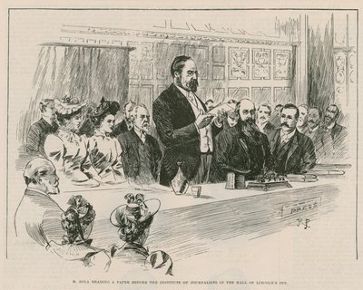 M Emile Zola che legge un documento davanti all