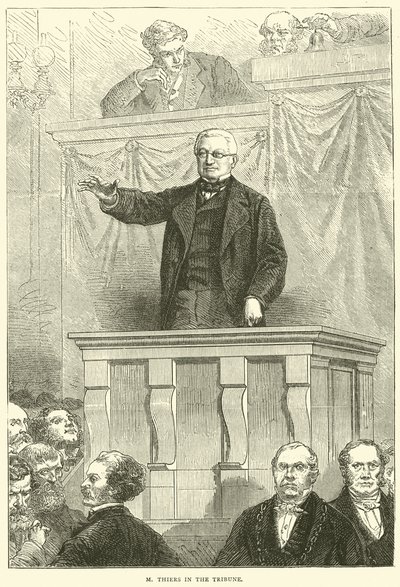 M Thiers nella Tribuna, 1871 da English School