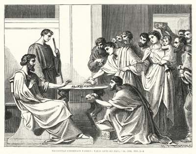 Cristiani macedoni che offrono i loro doni a Paolo, II Corinzi VIII da English School