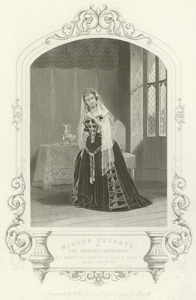 Madame Celeste come la Principessa Caterina in Enrico V, Atto V, Scena II da English School