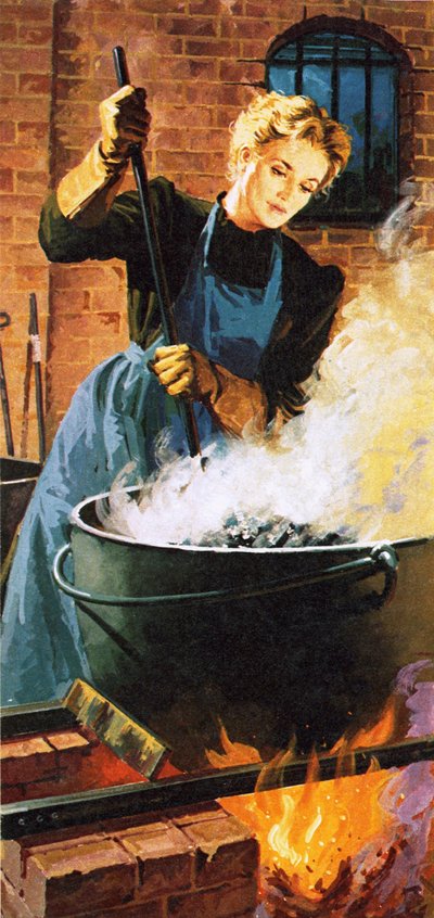 Madame Curie al lavoro nel suo laboratorio da English School