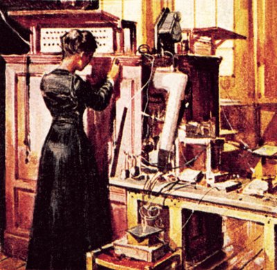 Madame Curie nel suo laboratorio da English School
