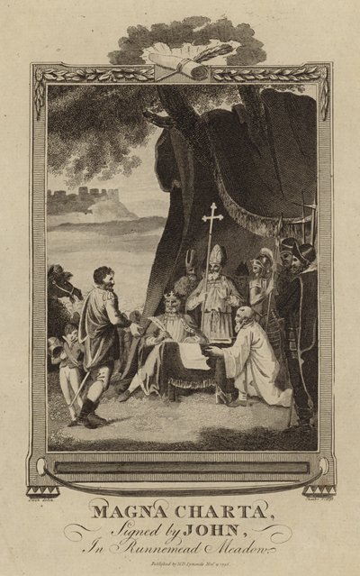 Magna Carta firmata da Re Giovanni nel prato di Runnymede da English School