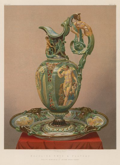 Brocca e plateau in maiolica da English School