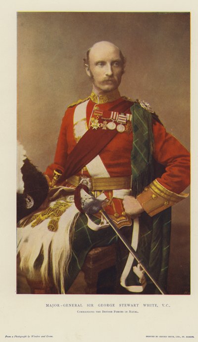 Maggior Generale Sir George Stewart White, VC, comandante delle forze britanniche nel Natal (cromolitografia) da English School