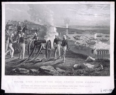 Il maggiore Eyre scaccia i ribelli di Oude da Allahabad, 1857 da English School