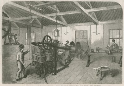 Fabbricazione del cavo sottomarino atlantico presso i lavori di Glass Elliott and Co., East Greenwich da English School