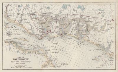 Mappa: Piano di Portsmouth, Portsea Spithead e dintorni, di G H Swanston, Edimburgo da English School